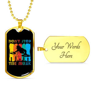 Musician Necklace Stop Music Personalized Engraved Gold Dog Tag Necklace Custom